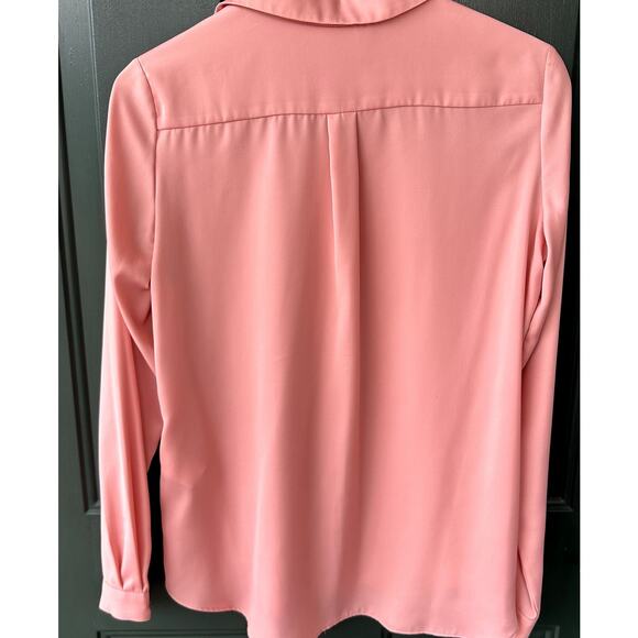Bariloche Spain Sz 8 Button Front Silky Peach Button Front Blouse Career Office - Picture 4 of 7
